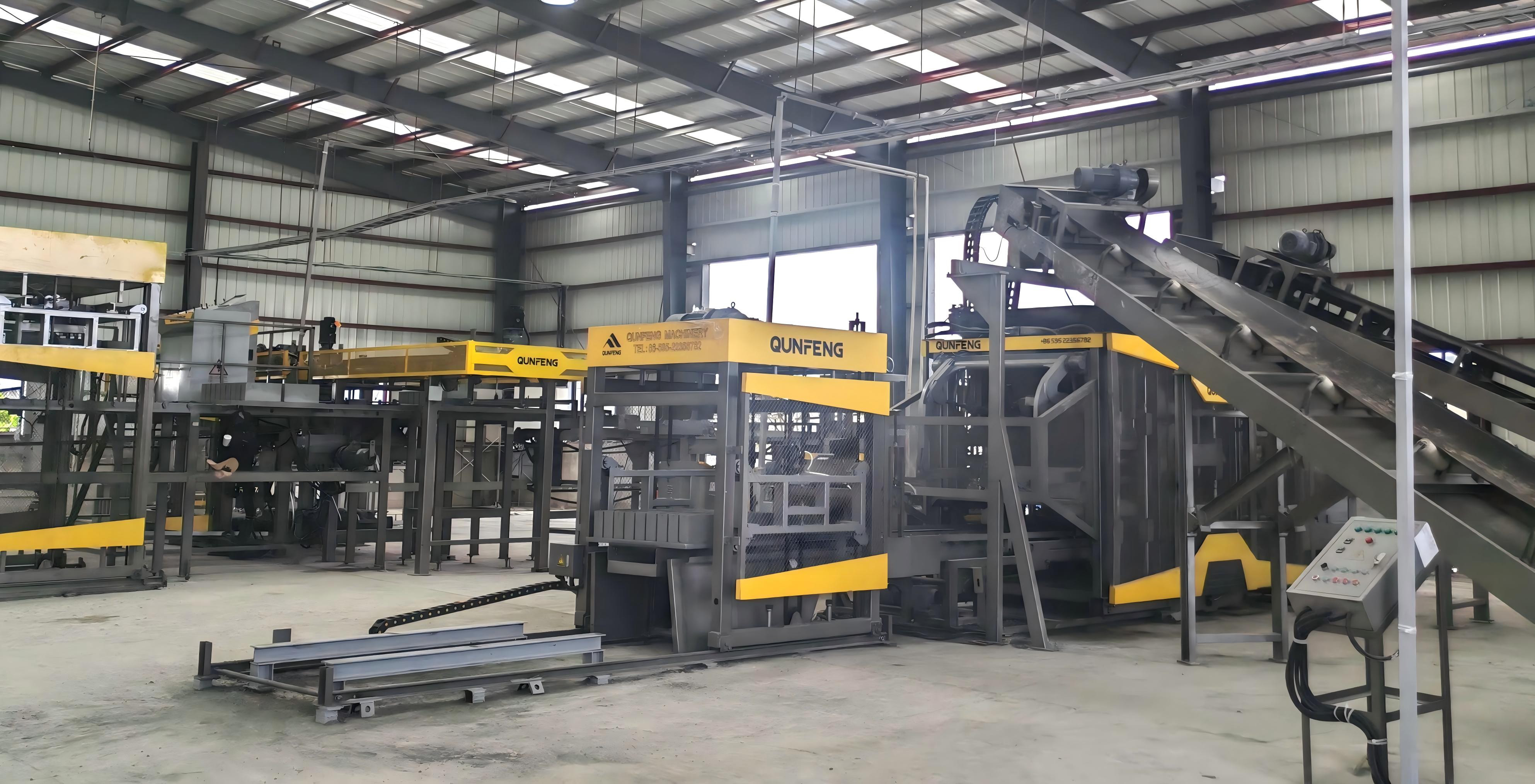 Qunfeng Machinery’s fully automatic concrete product production line for a South American client. Qunfeng Machinery’s fully automatic concrete product production line for a South American client.