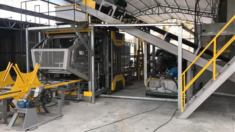 the Guatemala volcanic ash brick production line