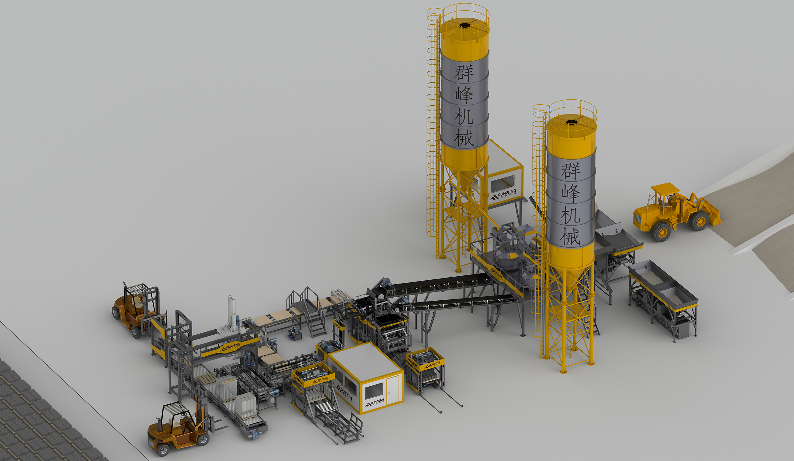 Fully automatic block production line with stacker