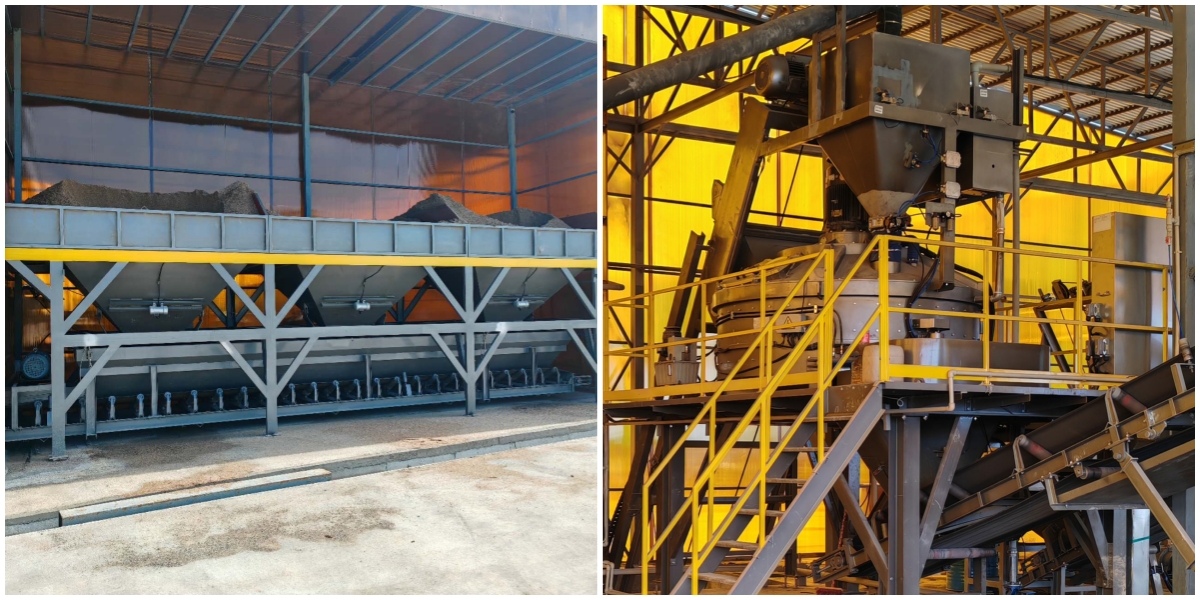 The intelligent batching system for the QS1300 series concrete block production line, supplied by Qunfeng Machinery to a client in Kazakhstan, Central Asia